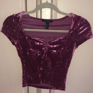 Forever 21 Crushed Velvet Pink Top Size Small